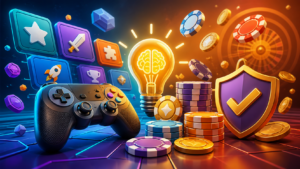 Interactive gaming symbols and casino credits explained with a safety shield